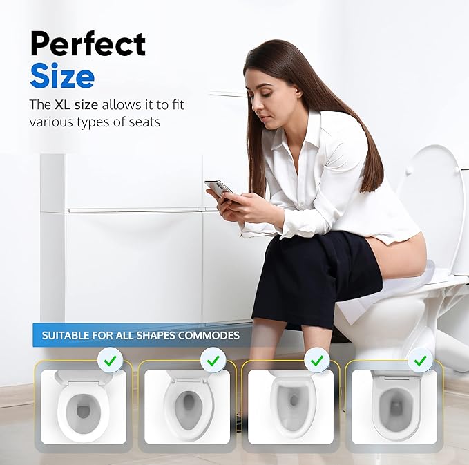 Toilet Seat Covers Disposable Flushable Travel Pack of 100, XL Biodegradable Paper Toilet Seat Covers for Adults & Kids, Public Restroom, Airplane & Camping Travel Essentials