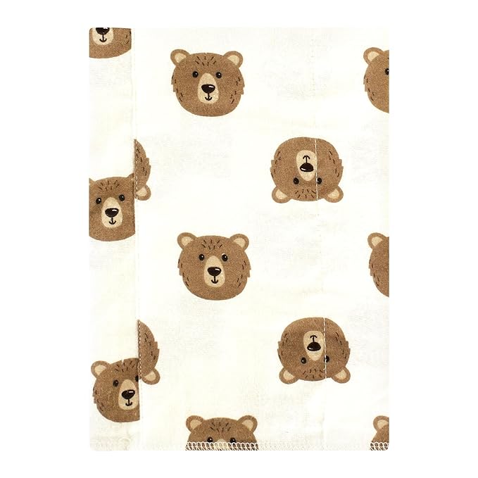 Hudson Baby Unisex Baby Cotton Flannel Burp Cloths, Brown Bear 4 Pack, One Size