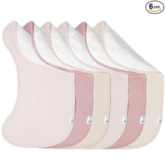 lulumoon Muslin Burp Cloths for Babies: 100% Soft Cotton Large Burping Cloths - Neutral Baby Burp Rags for Boy and Girl - Absorbent Burp Cloth for Spit-Ups 6 Pack