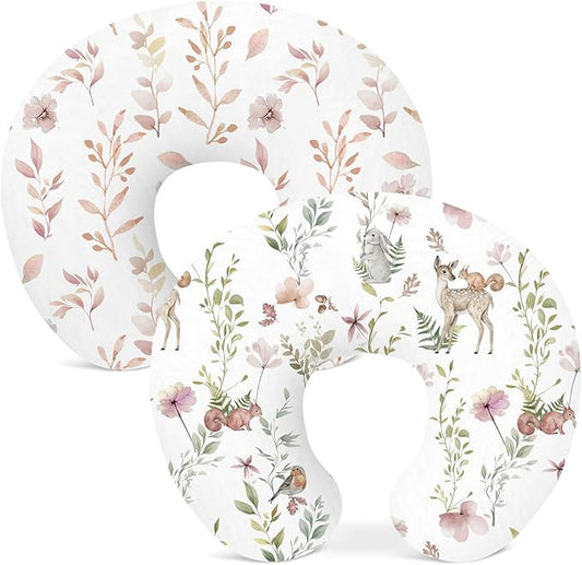 Nursing Pillow Covers 2 Pack, Breastfeeding Pillow Slipcovers Soft and Stretchy, Nursing Covers for Baby Girls Boys Newborn