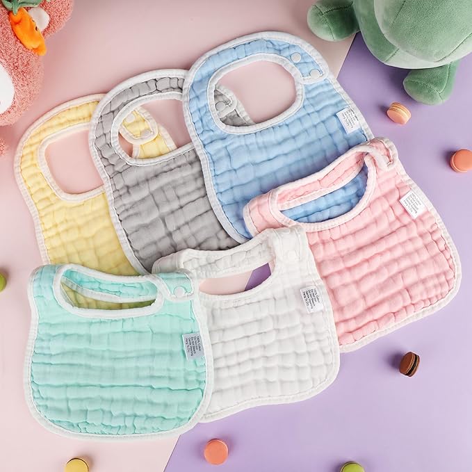 Accmor Muslin Baby Bibs, 6 Pack Soft Cotton Baby Bandana Drool Bibs for Boys Girls Teething and Drooling