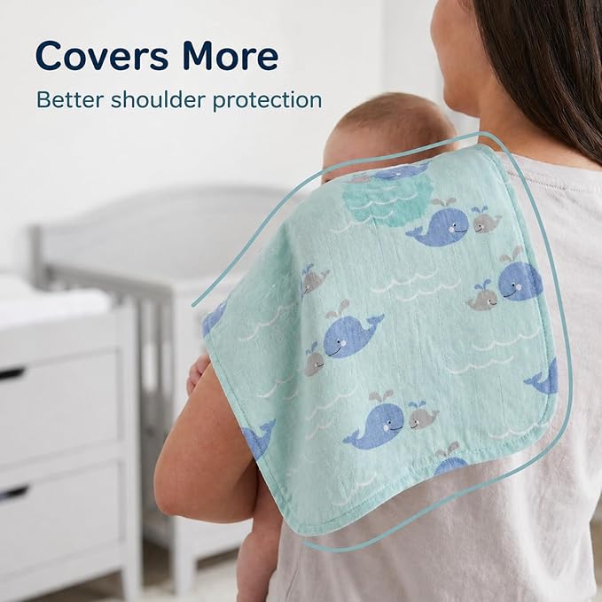 EVERYDAY KIDS 12 Pack Burp Cloths for Baby Boy; Newborn Essential with - Large Absorbent Cotton Flannel Blue/Teal Burping Cloths for Babies with Ocean, Sea Shells, Sailboats and Fish Prints and Solids