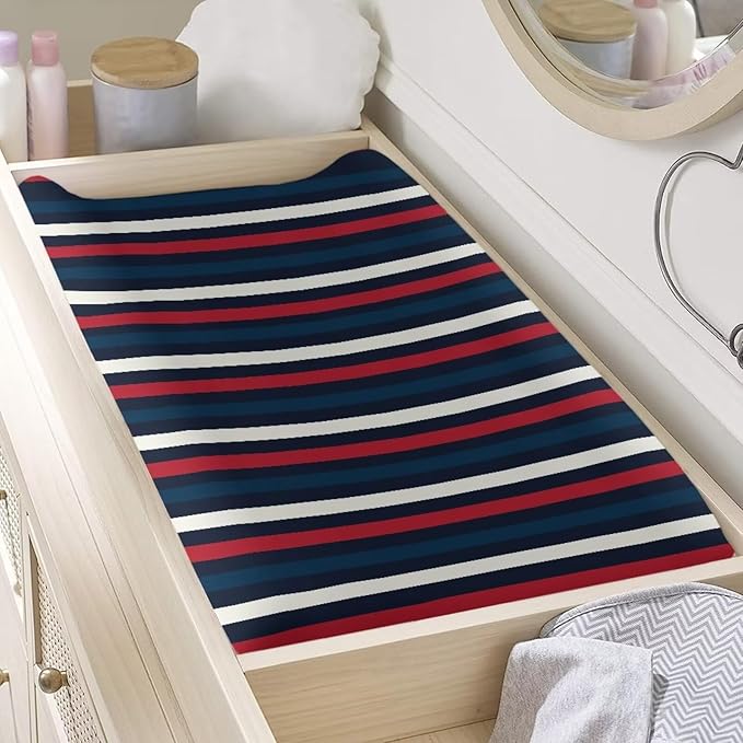 Black and Red Stripes Baby Changing Pad Cover Baby Diaper Change Table Pad Covers 32 * 16 Inch Easy to Install Cradle Mattress Sheets Nursery