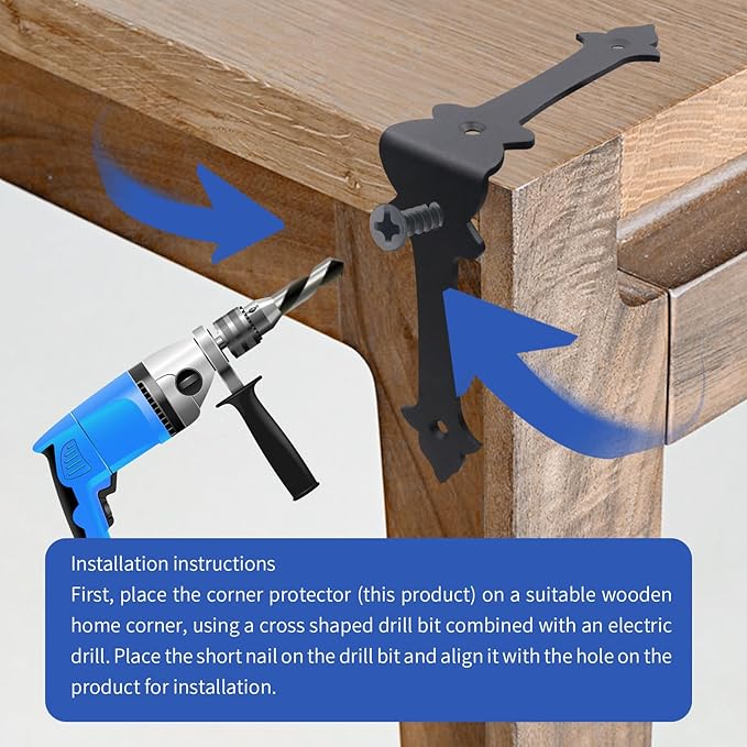 Corner Protector, 4 Inches Furniture Corner Guards Corner Bracket Metal Embellishments with Wood Funiture Decorative Metal Rustic Hardware for Home Edge Corner Hardware Accessories (4)