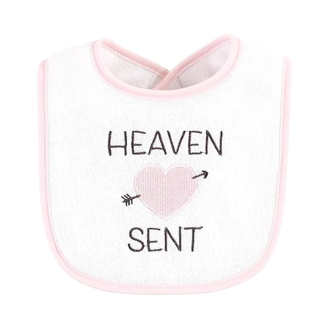 Hudson Baby Unisex Baby Fiber Filled Drooler Bibs 3pk, Heaven Sent Heart Arrow, One Size