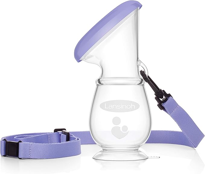 Lansinoh Breastmilk Collector Breastpump for Excess Breast Milk from Breastfeeding Mums BPA BPS Free 100% Silicone with Lid & Neck Strap, Transparent