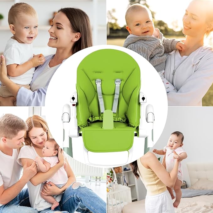 Baby High Chair Cover Replacement | PU Leather Dining Chair Cover with Soft Cushion Seat, Easy to Install High Chair Covers for Baby and Toddler, High Chair Cover Replacement (Green)