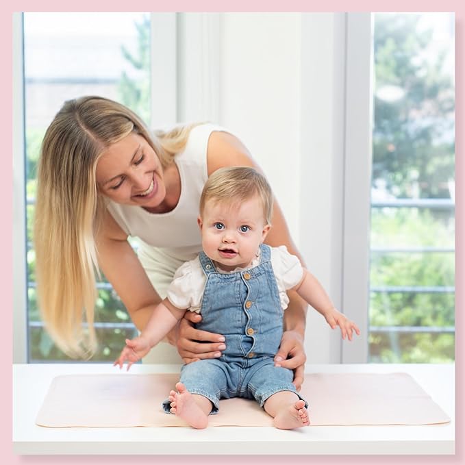 Luxury Vegan Leather Baby Changing Mat - 16"x30" Eco-Friendly, Versatile, Thin & Foldable, Easy-to-Clean Diaper Pad (Sky)