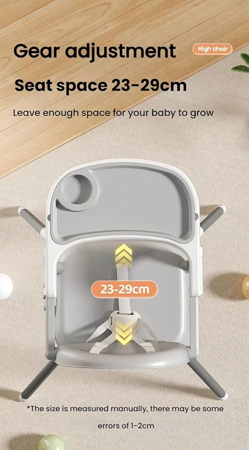 PU Leather Baby High Chair, High Chairs for Babies and Toddlers with Detachable Tray, Small Size Baby Eating Chair (X8123 Grey)