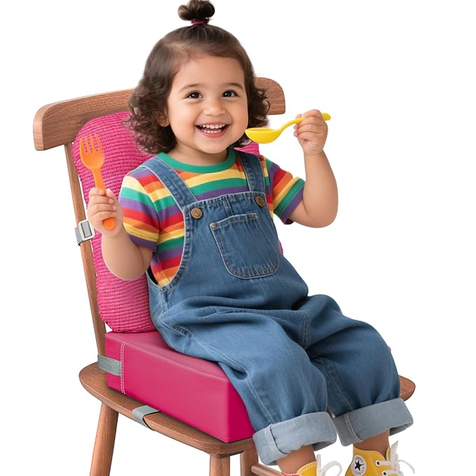 Booster Seat for Kitchen Chair, Toddler Booster Seats with Adjustable Washable Safety Belts Kitchen Dining Table Booster Seat Portable Travel Increasing Cushion for Baby Child Kid Boy Girl