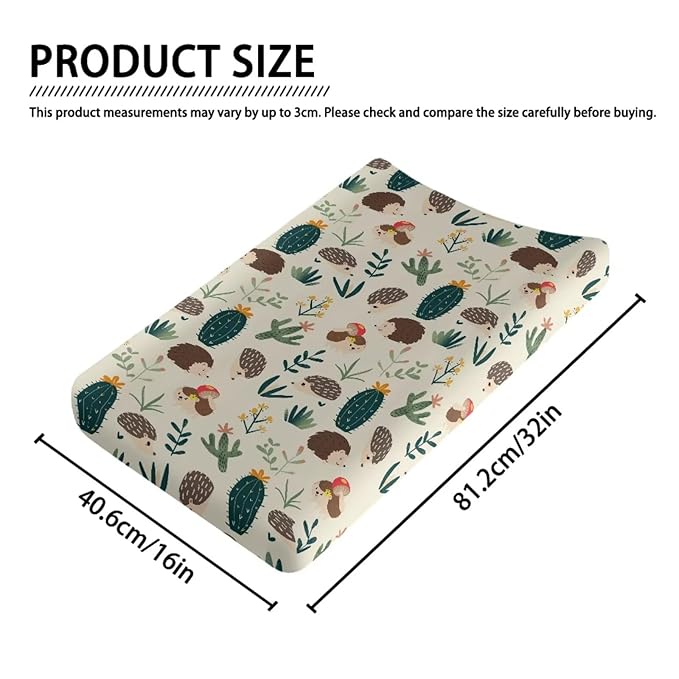 Microfiber Diaper Changing Table Sheets for Infants and Toddles Hedgehog Cactus Baby Changing Pad Cover Soft Breathable
