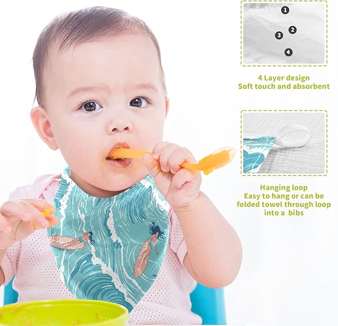 vvfelixl Summer Girl Surfing Baby Burp Cloths Baby Muslin Washcloths for Boys Girls Cotton Babys Face Towel for Newborn Infants Soft and Absorbent 11.8 X 11.8 in, 5 Pack
