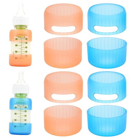 4PCS Separated Silicone Sleeves for Dr. Brown 4 oz Baby Bottles, Anti Breakage Bottle Covers Replacement for Dr. Brown's Newborn Narrow Glass Baby Bottles, Drop Protection, Dishwasher Safe