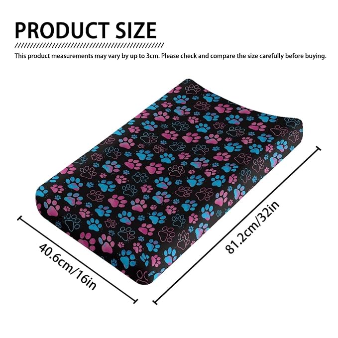 Paw Print Changing Pad Cover for Baby Cute Baby Diaper Change Table Pad Covers Soft Cradle Mattress Sheets