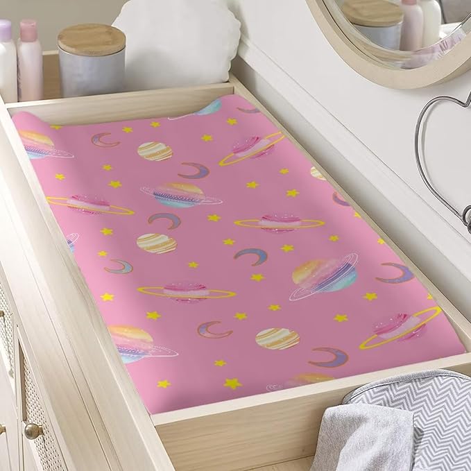 Planet Changing Pad Cover for Baby Girls Comfy Soft Diaper Change Table Pad Covers Lightweight Breathable Changing Pads Sheets Cover