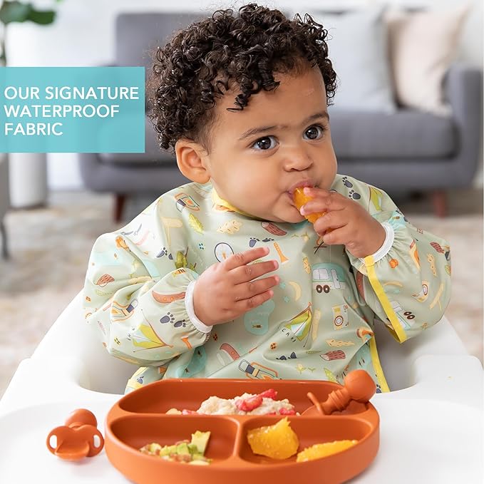 Bumkins Sleeved Bib for Girl or Boy, Baby and Toddler for 6-24 Mos