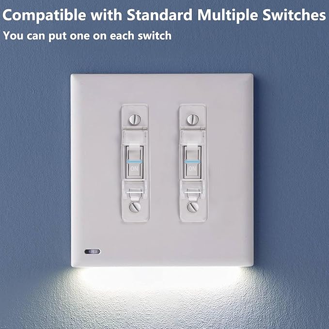 2 Pack Light Switch Cover Guard,Wall Light Switch Lock With Glow In The Dark Effect, Child Proof Wall Switch Cover Keeps Lights or Switches from Being Accidentally Turned ON or OFF （Clear)