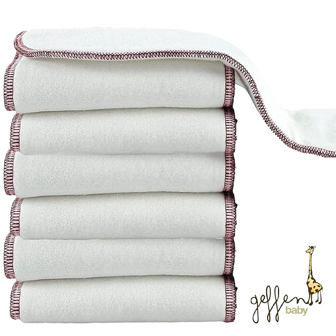 Geffen Baby Super Absorbers Plus Cloth Diaper Inserts, Reusable Liners for Baby Diapers, Booster Pads for Overnight Bedwetting, Nap Time, or Day Time Heavy Wetters, 5 Layer Absorbent Insert, 6 Pack