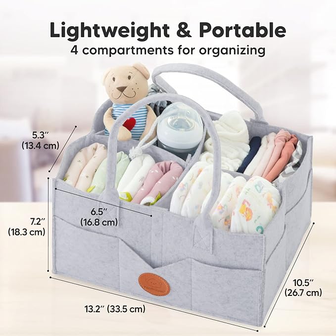 KeaBabies Diaper Caddy Organizer and 5-Pack Burp Cloths Baby Girl, Boy - Baby Organizer for Nursery - Large Burping Cloths for Babies - Car Storage Organizer - Baby Burp Cloths for Girls