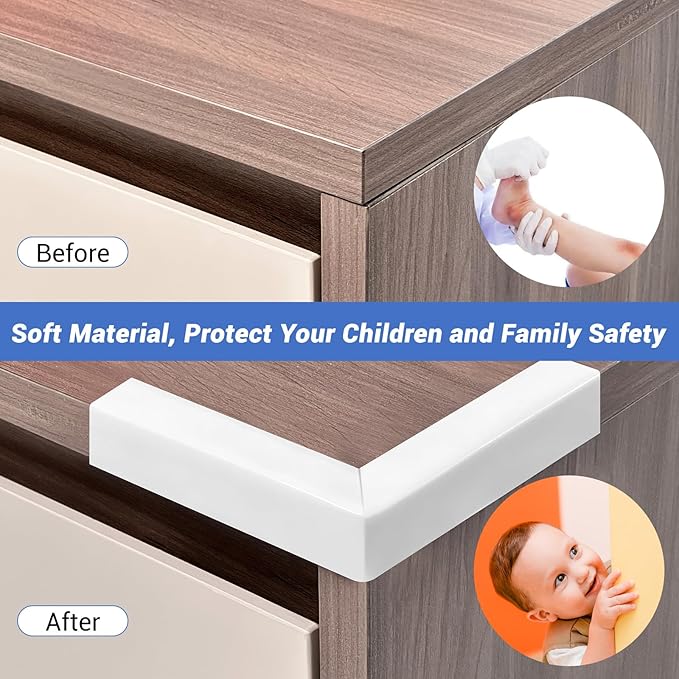 Wall Corner Protector, Peel and Stick Wall Corner Trim, Flexible Silicone Molding Wall Corner Guard, L Shaped Self Adhesive Edge Protector for Cabinet Doors, Drawer Tops, Shelves, White, 3/4in,10Ft