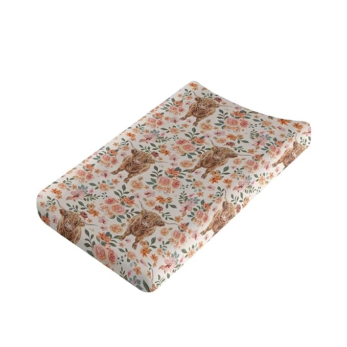 ZDCUSTOM Floral Yak Print Changing Pad Cover Changing Table Cover Soft Changing Pad Sheets Cradle Mattress Sheets Safe and Snug