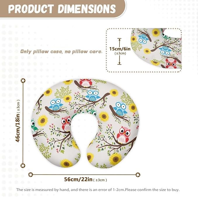 Nursing Pillow Cover for Breastfeeding Pillow Owl Floral Nursing Pillow Slipcovers, Breastfeeding Pillow Cover Boys Girls, Perfect Newborn Choice for Mom or Baby