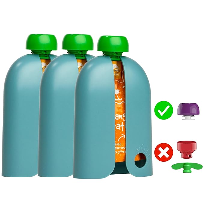 Kindertrekk™ The Swedish Squeeze Pouch Holder - 3pack | The Baby Product You Didn't Know You were Missing | Enjoy a Snack on The Go | No More Messy Clean-ups | Fits Most Squeeze Pouches | Age 9month+