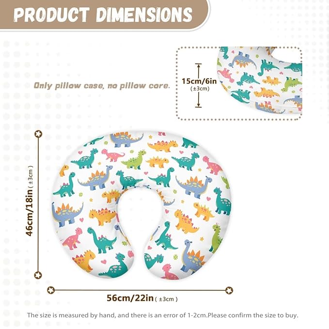 Colored Dinosaur Nursing Pillowcase Stretchy Removable Nursing Covers for Breastfeeding Pillows Ultra Soft Newborn Feeding Pillow Cover Easy to Use and Dustptoof