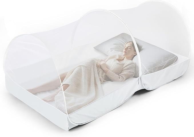 Mosquito Net for Bed - Pop Up Bed Tent - Portable Travel Mosquito Net, Mosquito Netting for Suitable for Baby, Adult Bedroom, Camping, Napping, Patio (White)