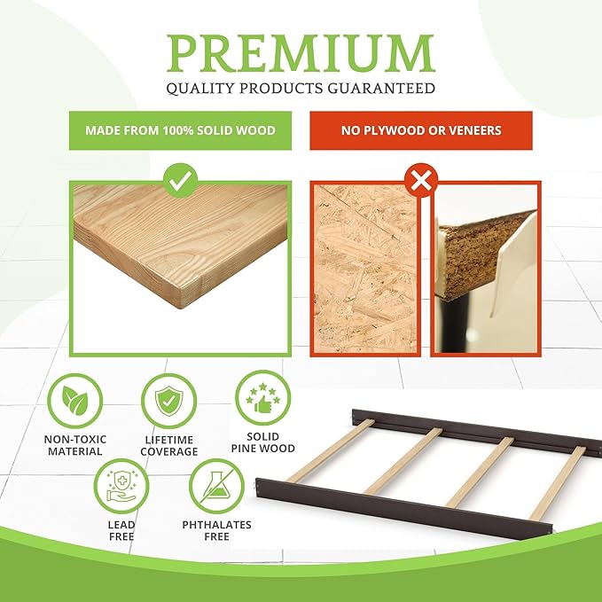 Full-Size Conversion Kit Bed Rails Compatible with Simmons Kids Convertible Cribs by Delta Children - Solid Wood Rail - Toddler and Adult Bed Rail for Full-Size (Antique Espresso, HOOK-ON KIT)