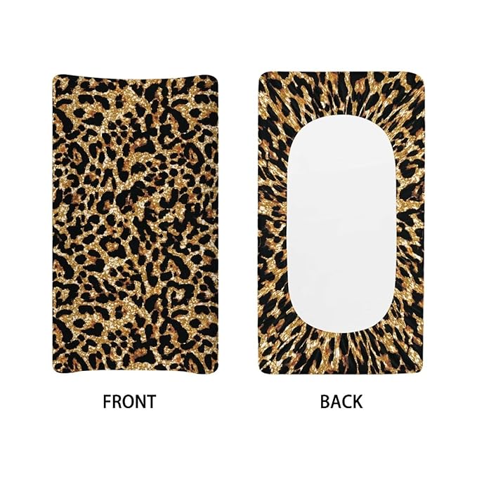 ZDCUSTOM Brown Leopard Changing Pad Cover for Baby Boys Girls, Diaper Change Table Pad Covers, Soft Breathable Fitted Diaper Changing Table Pad Sheets