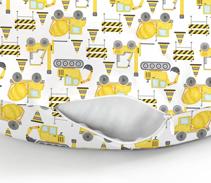 Watercolor Construction Trucks Baby Nursing Pillow Cover for Boy Girl Excavator Dump Truck Nursery Pillowcase for Breastfeeding Pillows Construction Vehicles Soft Stretchy Slipcover for Newborn Infant