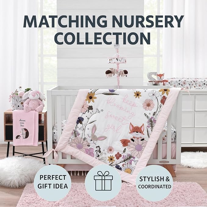 NoJo Keep Blooming Super Soft Plush Baby Changing Pad Cover – Standard Size, Floral Design, Machine Washable