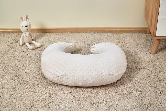 ESEN Plus Size Nursing Pillow and Body Positioner for Breast Feeding and Bottle Feeding, Ultra Soft Baby Breastfeeding Pillows with Removable Nursing Pillow Cover for Mom and Baby (Beige)