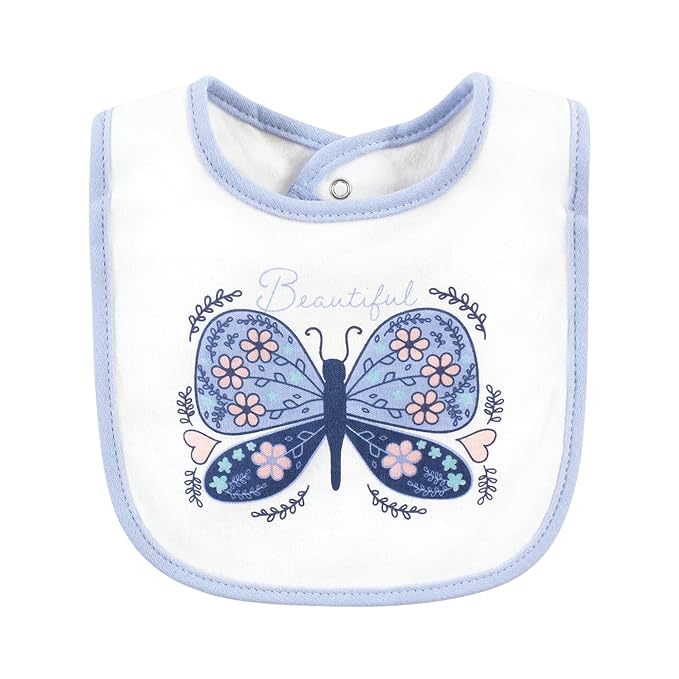 Hudson Baby Unisex Baby Cotton Bibs, Beautiful Butterfly, One Size