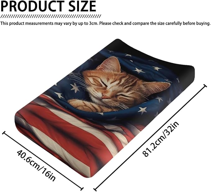 Cat Flag Changing Pad Cover Waterproof Breathable Soft Table Sheets Durable Diaper Changing Mat Cover Universal Tray Table Mat for Boys Girls