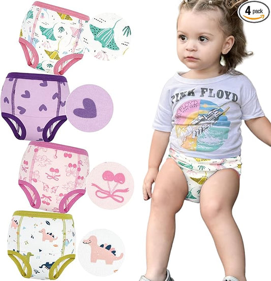 MooMoo Baby Absorbent Potty Training Underwear 4 Packs Cotton Training Pants for 4T