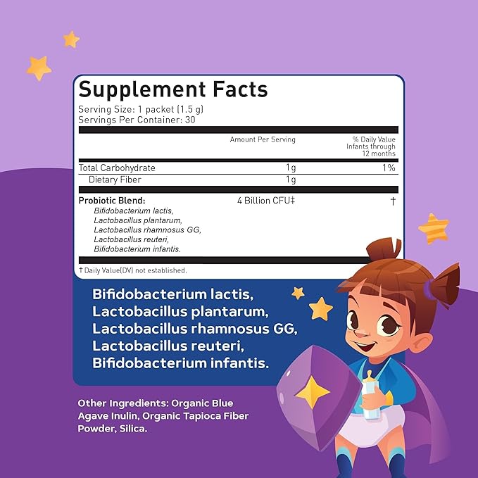 LOVEBUG Award Winning USDA Organic Probiotic for Babies | Multi-Strain 4 Billion CFU | Easy-to-Take Powder | Sugar Free | Ages 6-12 Months | 60 Packets