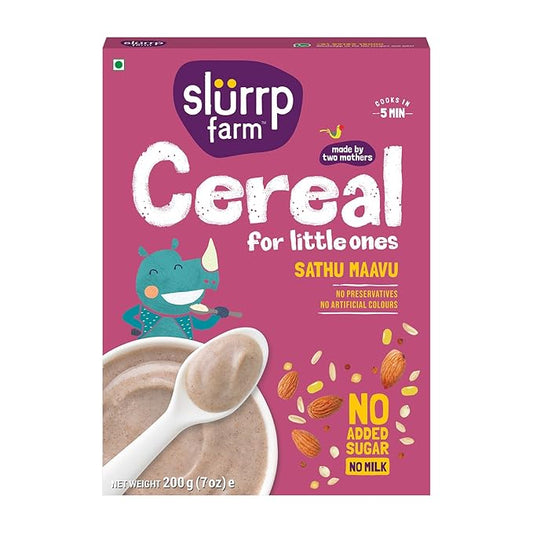 Slurrp Farm Sathu Maavu Baby Cereal | Wholesome Multigrain Mix with Almonds, Lentils & Millets | No Added Sugar or Milk | Easy to Cook & Digest | 7.05 Oz (200g)