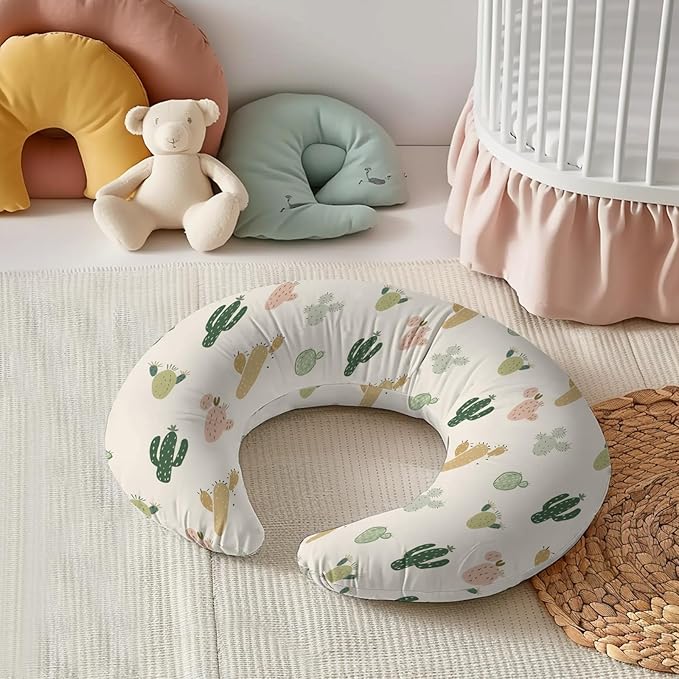 Western Cactus Pattern Nursing Pillow Cover, Unisex Removable Breastfeeding Pillowcase Slipcover for Baby Girls Boys Newborns Toddlers, Cover Only