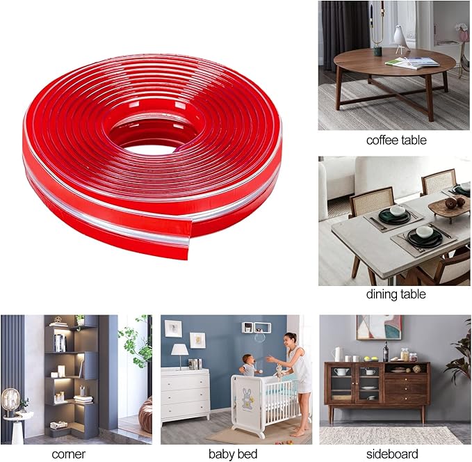 0.6 * 0.6in Width Baby Proofing Corner Guards, 16.5ft Length Furniture Corner & Edge Safety Bumpers Clear with Hollow Shock-Absorbing Design