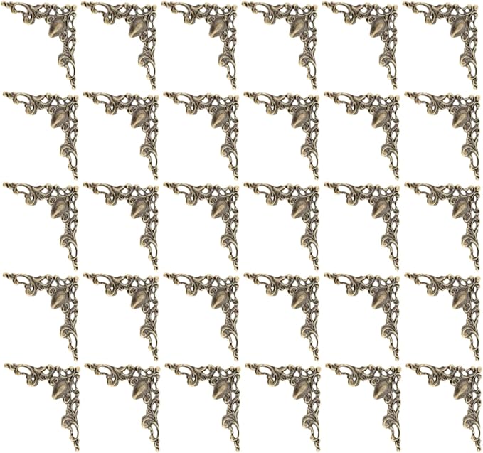 30 Pcs Antique Edge Corner Decorative Protectors, Scrapbooking Albums Embellishment Photo Frame Jewelry Box Decorative Corner (Antique Bronze)