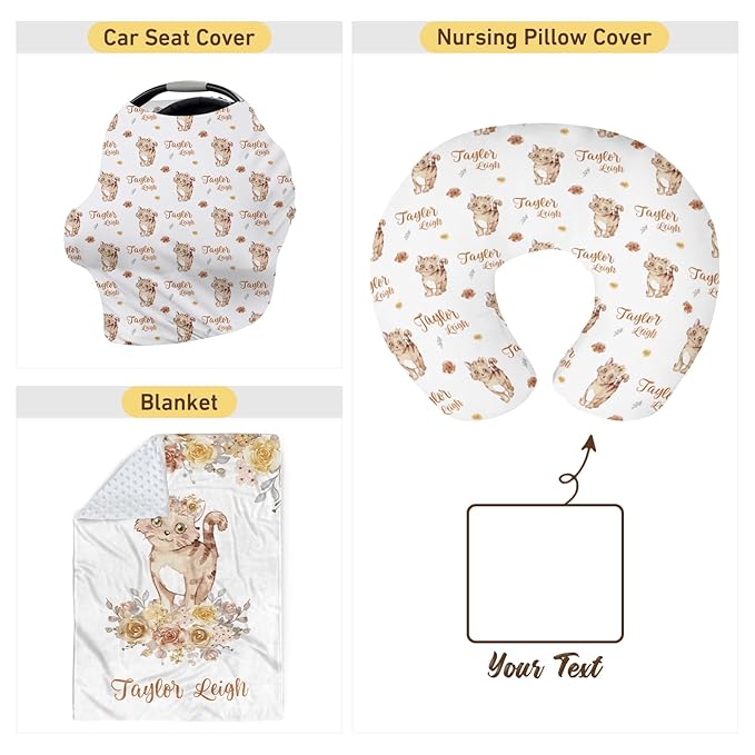 Dyoart Custom Baby Nursing Pillow Cover for Nursing, Cat Design Removable Nursing Covers for Breastfeeding Pillows, Ultra Soft Comfortable Slipcover for Newborn Baby Boys and Girls