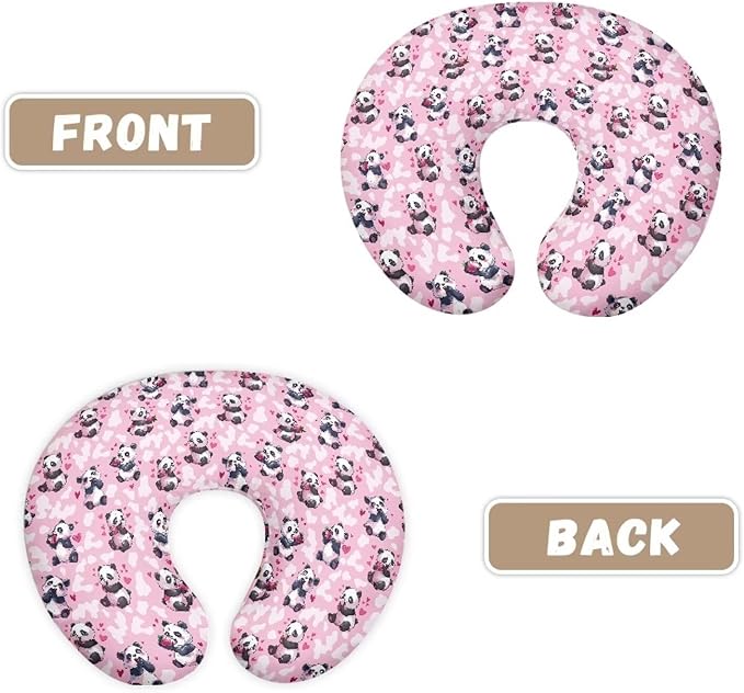 Pink Panda Nursing Pillow Cover for Feeding Pillow U-Shaped Breastfeeding Pillow Cover Hidden Zipper Design Soft and Skin-Friendly