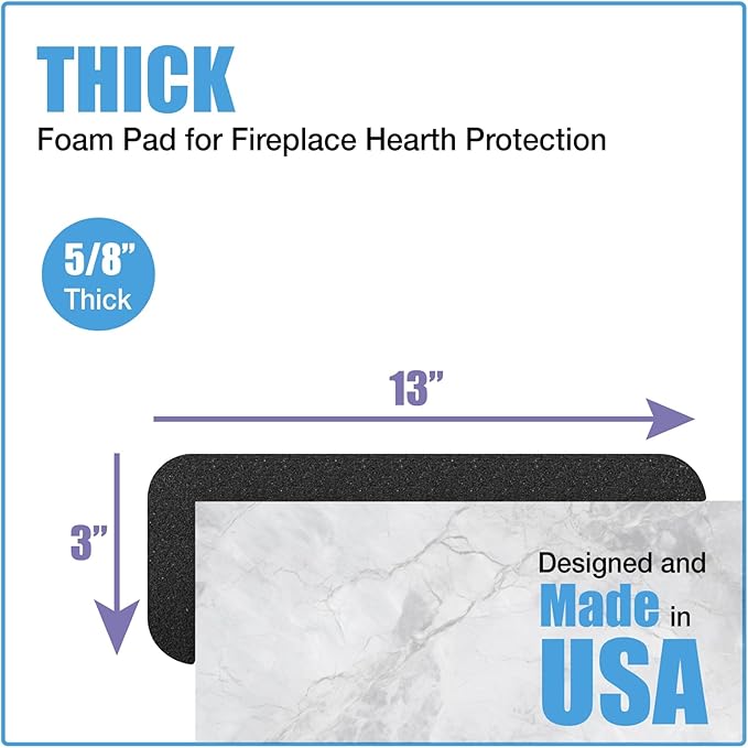 Kidkusion Soft Seat Edge Cushion | Made in USA | 72" | Black | Fireplace Safety Cushion | Hearth Pad