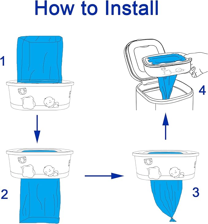 Square Diaper Refill Bags Compatible with Genie Diaper Compact and Select Pails,Hold up to 810 Newborn Sized Diapers Per Refill,4 Pack