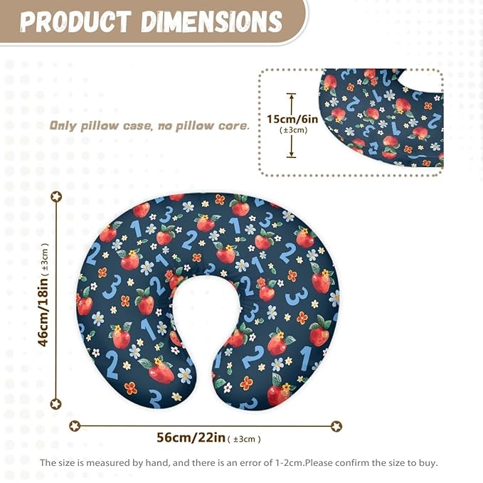 Apples Number Breastfeeding Pillow Cover Nursing Cover for Newborn Girls Boys Super Soft and Comfortable Slipcover Gift, 2 Packs