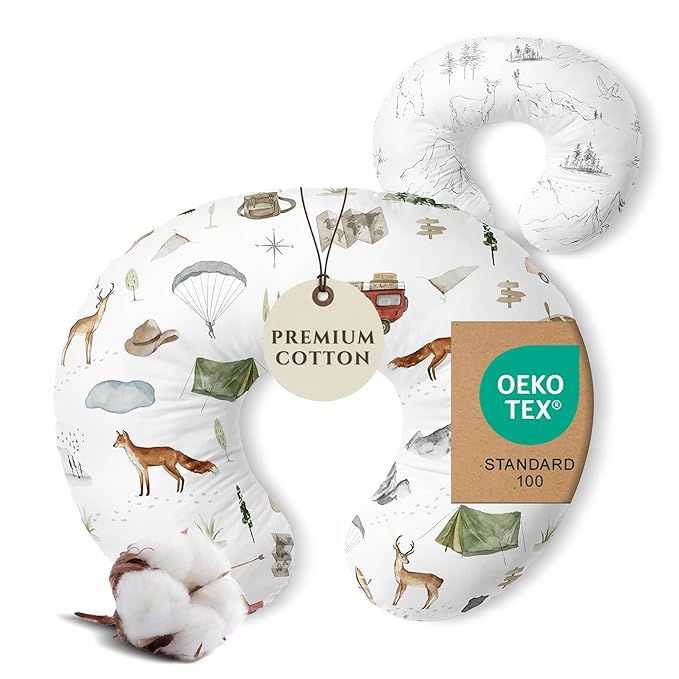 Pobibaby 1-Pack Premium Nursing Pillow Cover - Ultra Soft & Stretchy 96% Cotton, Breastfeeding Pillow Cover for Baby Boys and Girls (Explore)