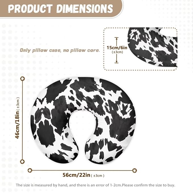 Jeiento Baby Nursing Pillow Cover for Girls Cow Print Breastfeeding Pillow Slipcover Ultra Soft Feeding Pillow Covers,Fits Naked Nursing Pillow