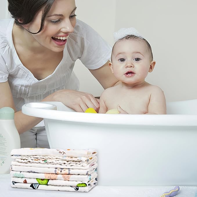 Muslin Burp Cloths Cotton Burping Cloth 20'' X 10'' Pack of 6,Baby Spit Up Cloths for Newborn,Absorbent,Soft,Breathable Large,Premium 6-layer Construction,Unisex,for Boys and Girls(Colorful)